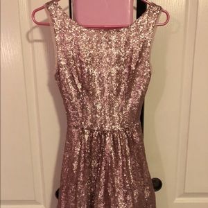 Pink sequin dress with tulle underskirt